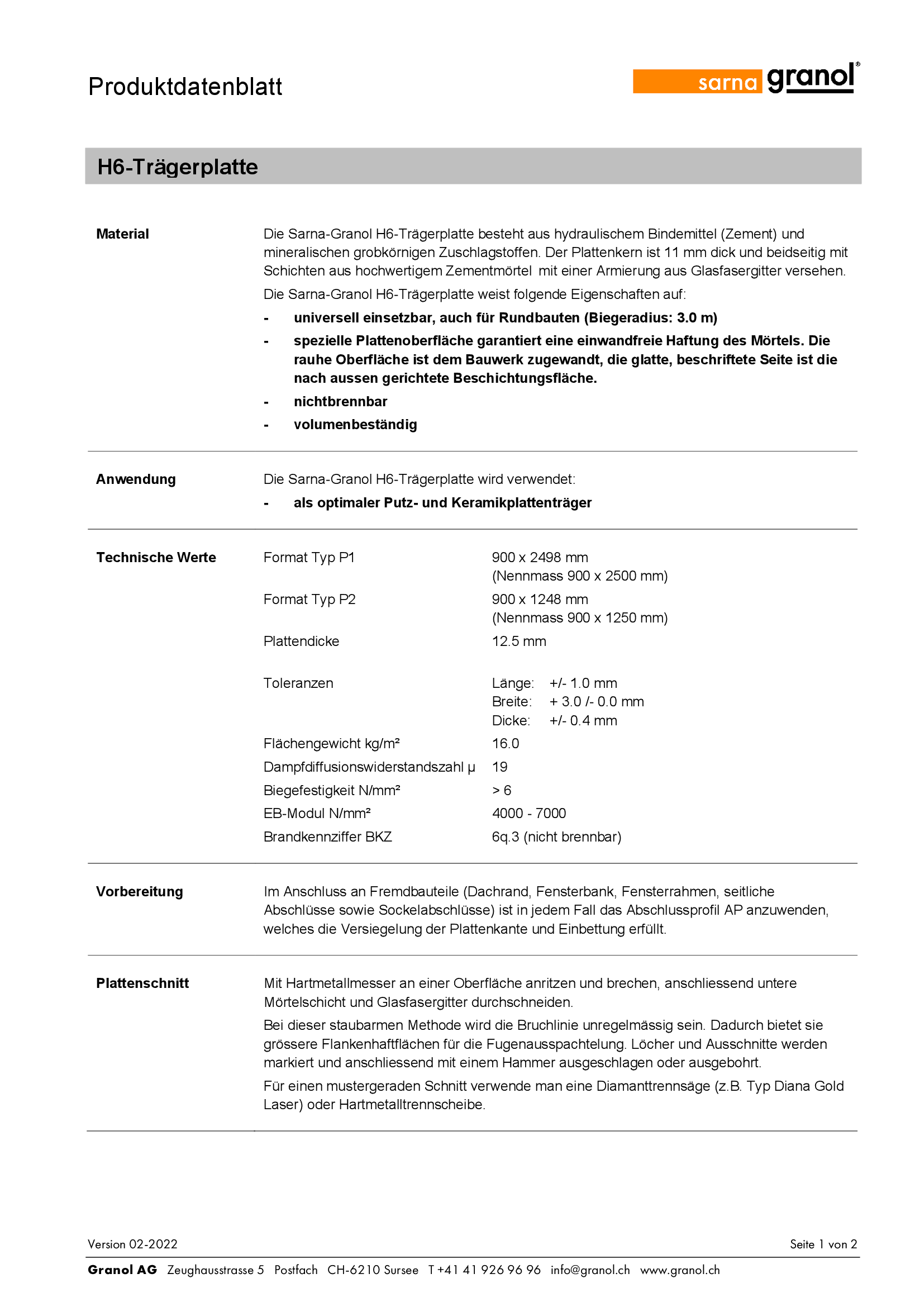 H6-Trägerplatte